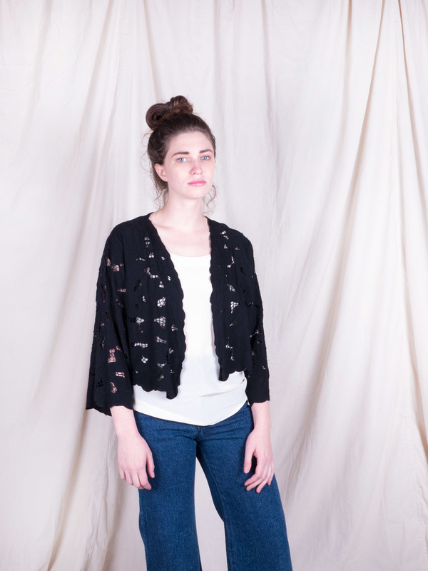 Woods Vintage Black Lace Cardigan Woods Vintage Black Lace Cardigan
