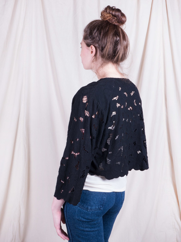 Woods Vintage Black Lace Cardigan Woods Vintage Black Lace Cardigan