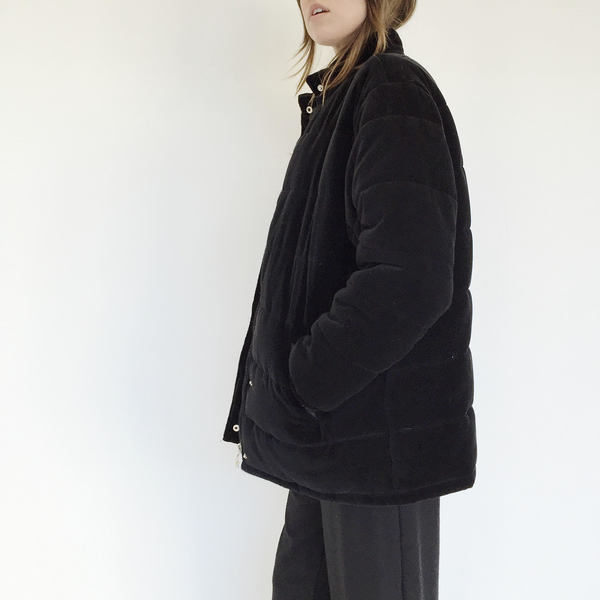 Johan Vintage Black Velvet Puffer Coat Johan Vintage Black Velvet Puffer Coat