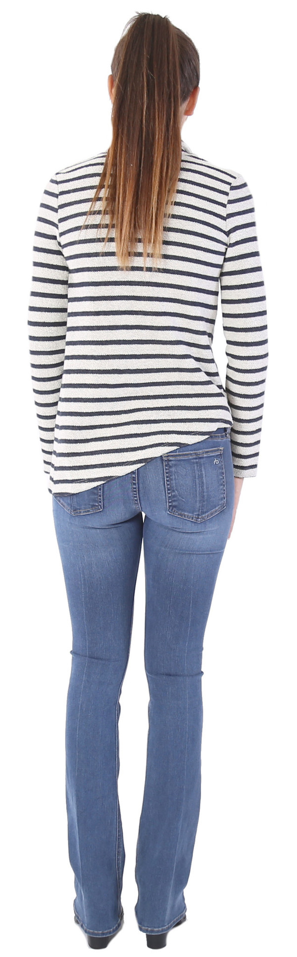 Shay & Coco Asymmetrical Zip Cardigan in White & Navy Stripe Shay & Coco Asymmetrical Zip Cardigan in White & Navy Stripe