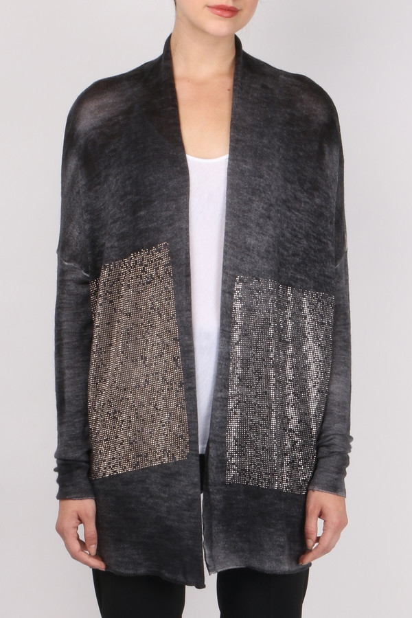 (nude) Cardigan with Application (nude) Cardigan with Application