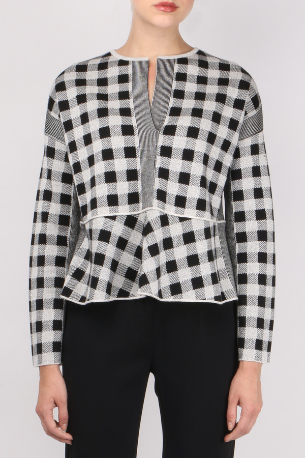 (nude) Jacquard Check Sweater (nude) Jacquard Check Sweater