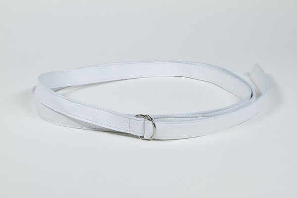 Clyde Copy of Copy of Double D Ring Belt in White Calf Leather Clyde Copy of Copy of Double D Ring Belt in White Calf Leather