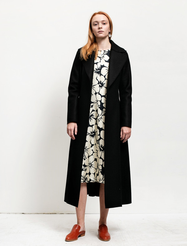 Harris Wharf Womens Long Duster Coat Pressed Wool Black Harris Wharf Womens Long Duster Coat Pressed Wool Black