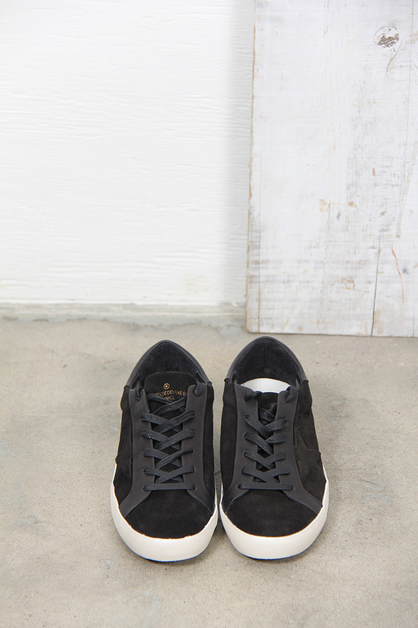 Golden Goose SUPERSTAR BESPOKE SNEAKER IN BLACK SUEDE WITH LEATHER STAR Golden Goose SUPERSTAR BESPOKE SNEAKER IN BLACK SUEDE WITH LEATHER STAR