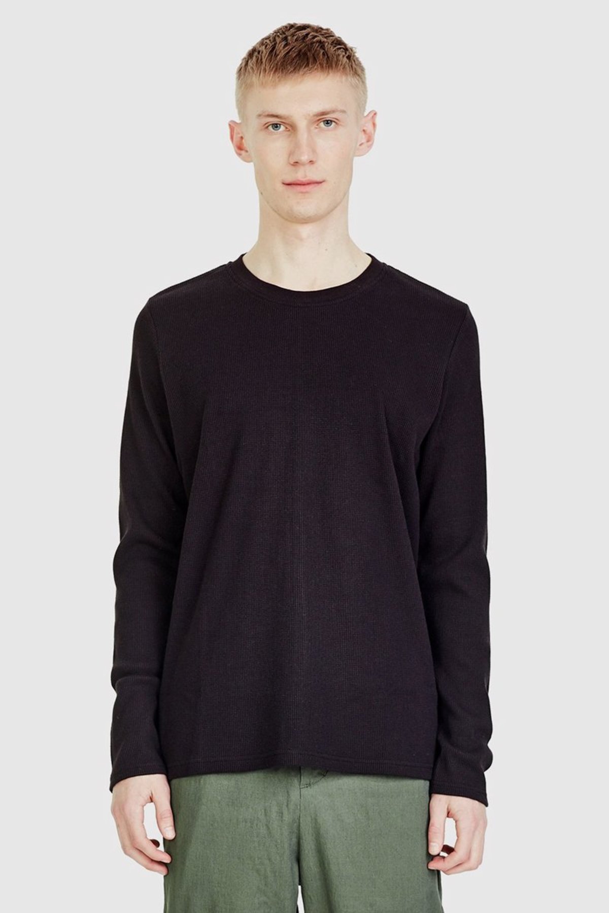 black waffle long sleeve