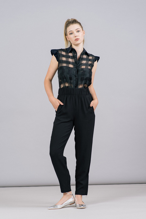 Harvey Faircloth Sleeveless Top with Ruffle Shoulder Detail Harvey Faircloth Sleeveless Top with Ruffle Shoulder Detail