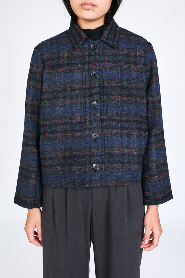 Steven Alan Grand shirt jacket in navy/red plaid Steven Alan Grand shirt jacket in navy/red plaid