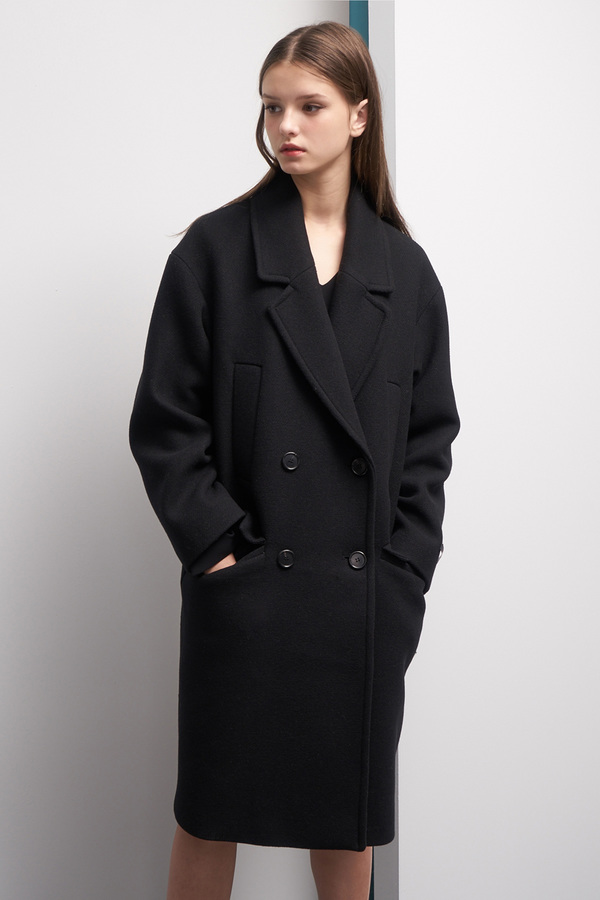 LOOKAST Oversized Double Breasted Wool Coat- Black LOOKAST Oversized Double Breasted Wool Coat- Black