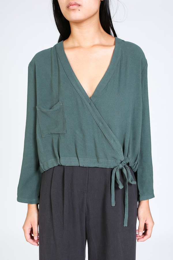 First Rite Crossover blouse in jade First Rite Crossover blouse in jade
