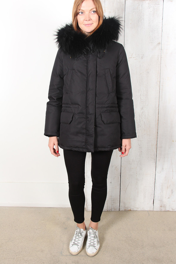 Yves Salomon BLACK FUR LINED PARKA Yves Salomon BLACK FUR LINED PARKA