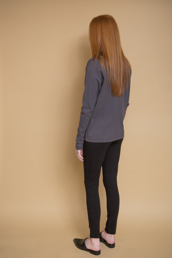 Kowtow Building Block Rib Roll Neck Top - Charcoal Kowtow Building Block Rib Roll Neck Top - Charcoal