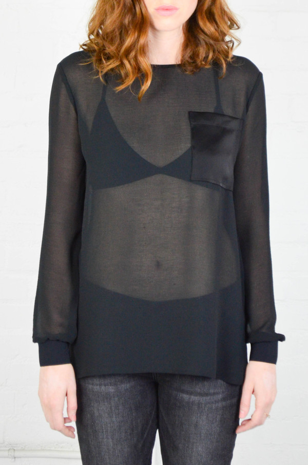 ATM Anthony Thomas Melillo ATM Sheer Crepe Woven Tee ATM Anthony Thomas Melillo ATM Sheer Crepe Woven Tee