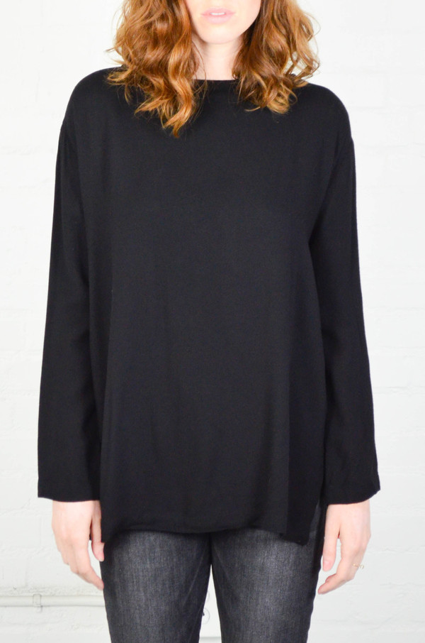 Black Crane Black Long Slit Top Black Crane Black Long Slit Top