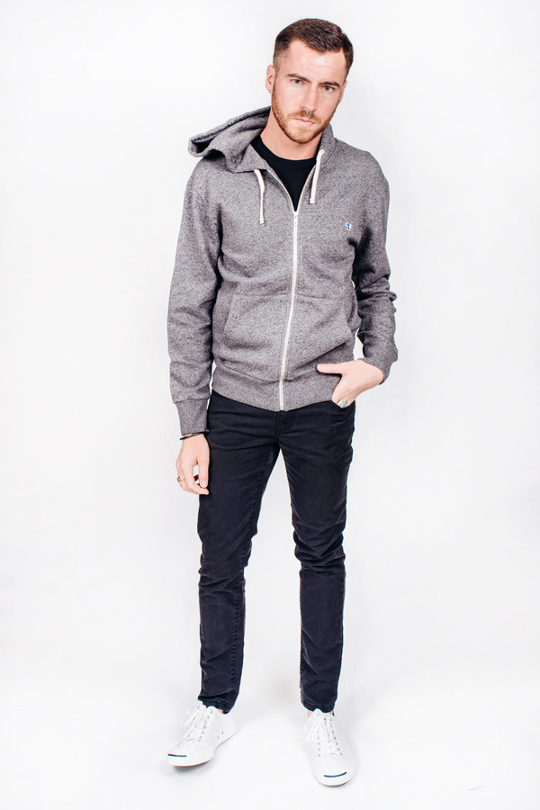 Men's Maison Kitsune Zip Hoodie Tricolor Patch Men's Maison Kitsune Zip Hoodie Tricolor Patch