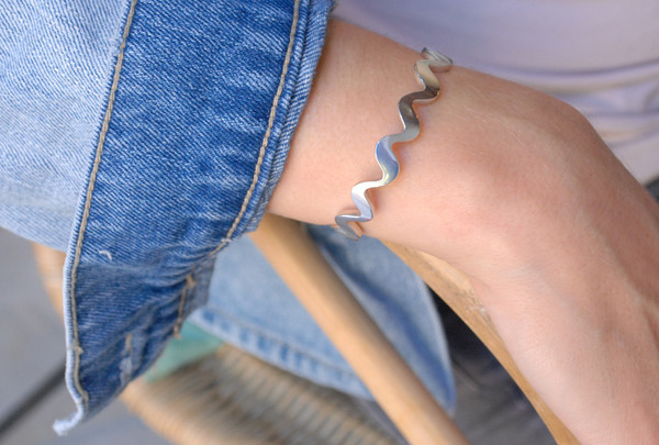 Annie Costello Brown Wavy Line Cuff Annie Costello Brown Wavy Line Cuff