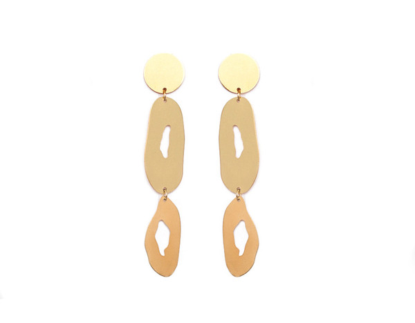 Modern Weaving Oval Stack Earrings in Brass Modern Weaving Oval Stack Earrings in Brass
