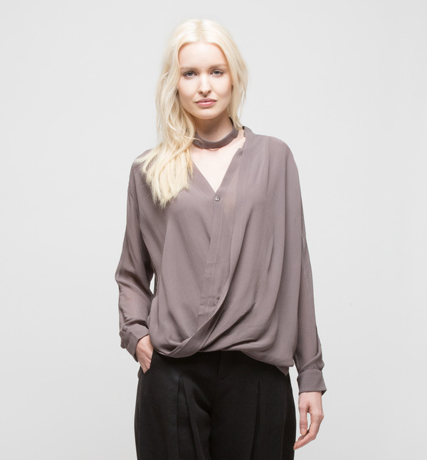Laura Siegel Draped Top with Collar Light Lavender Laura Siegel Draped Top with Collar Light Lavender