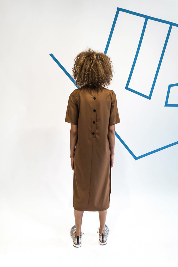 Wolcott : Takemoto Hamlet Dress - Silty Brown Wolcott : Takemoto Hamlet Dress - Silty Brown