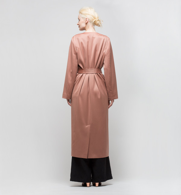 Ryan Roche Long Collarless Jacket Rose Sable Ryan Roche Long Collarless Jacket Rose Sable