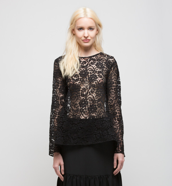 Ryan Roche Tie-Back Top Black French Lace Ryan Roche Tie-Back Top Black French Lace