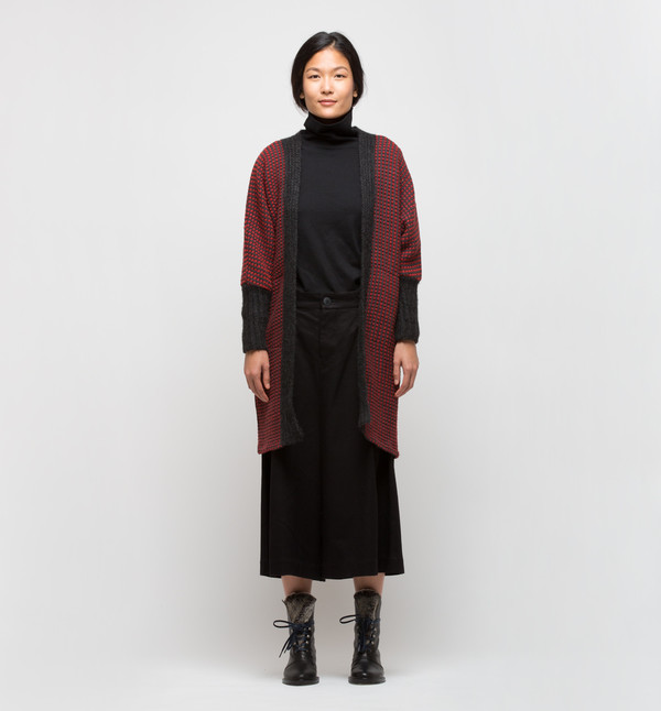 Lemlem Tolo Knit Trim Long Cardigan Rust Lemlem Tolo Knit Trim Long Cardigan Rust