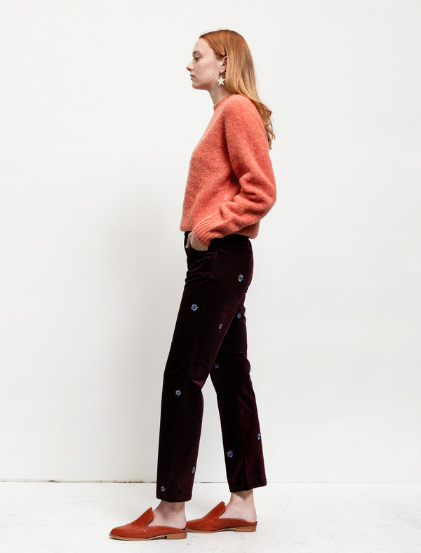 Trademark Embroidered Corduroy Pant Burgundy Trademark Embroidered Corduroy Pant Burgundy