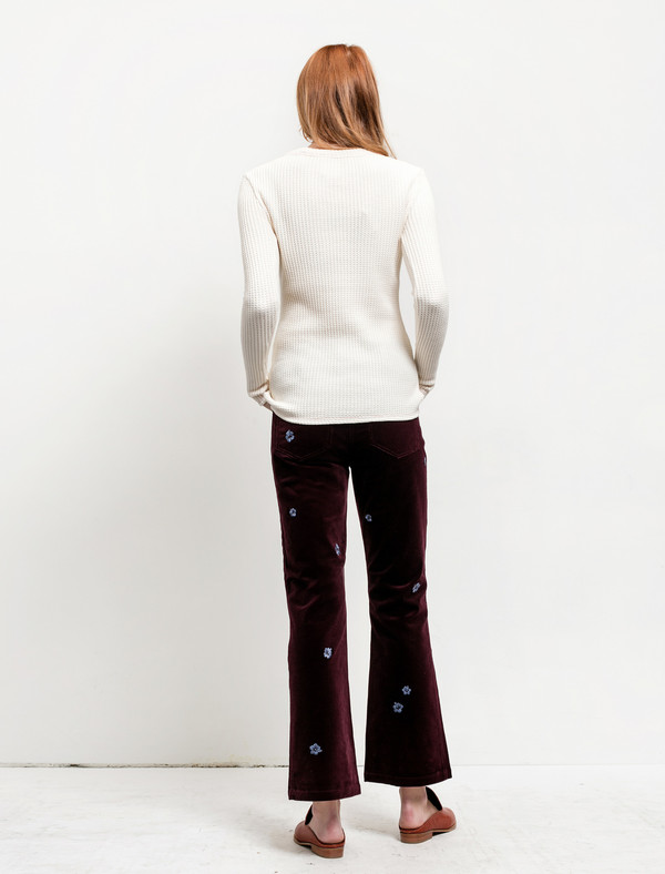 Trademark Embroidered Waffle Crewneck Cream Trademark Embroidered Waffle Crewneck Cream