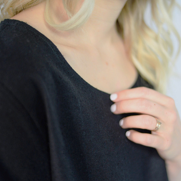 Jamie + The Jones Split Tee, Black Raw Silk Jamie + The Jones Split Tee, Black Raw Silk