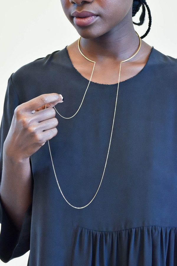 Gabriela Artigas Co-Orbit Choker with Draping Chain in Yellow Gold Gabriela Artigas Co-Orbit Choker with Draping Chain in Yellow Gold