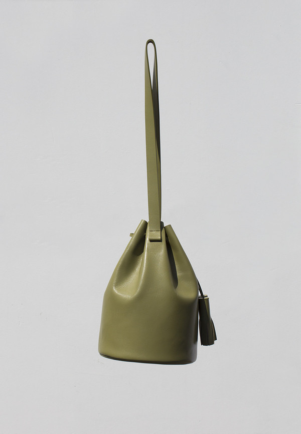 Building Block Smooth Leather Bucket Bag - Olive Building Block Smooth Leather Bucket Bag - Olive