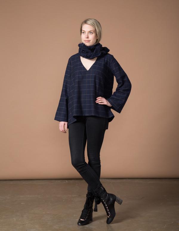 SBJ Austin Pamela Top - Navy Woven Window SBJ Austin Pamela Top - Navy Woven Window