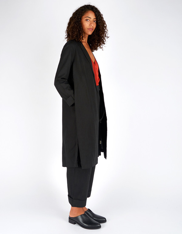Ali Golden Raw Silk Notch Jacket Black Ali Golden Raw Silk Notch Jacket Black