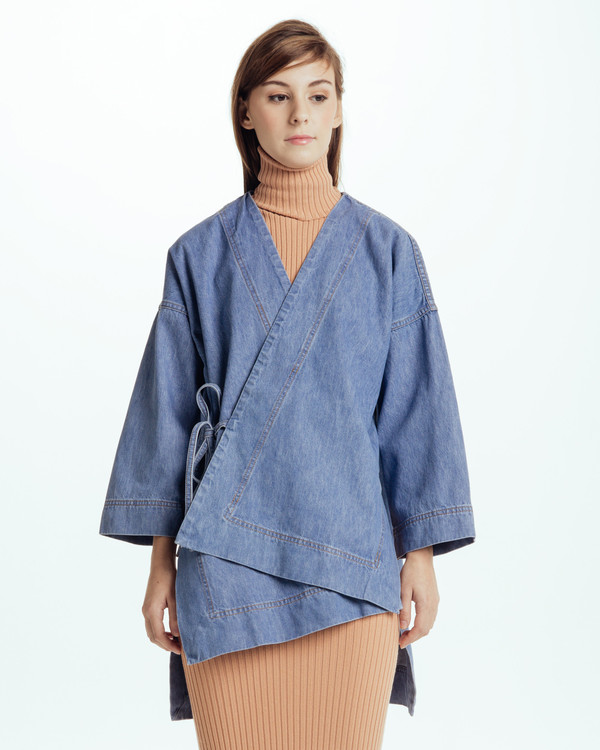Caron Callahan Carson Kimono in Denim Caron Callahan Carson Kimono in Denim