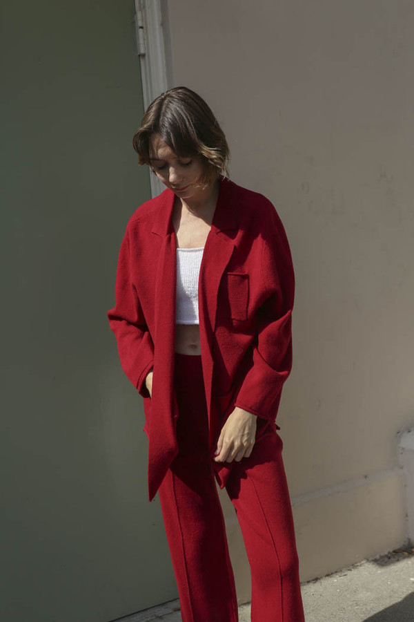 giu giu La Grenade Double Knit Blazer in Pomegranate giu giu La Grenade Double Knit Blazer in Pomegranate
