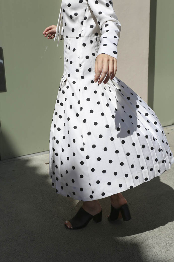 Maryam Nassir Zadeh Ana Tie Front Dress in Black/White Polka Dot Maryam Nassir Zadeh Ana Tie Front Dress in Black/White Polka Dot