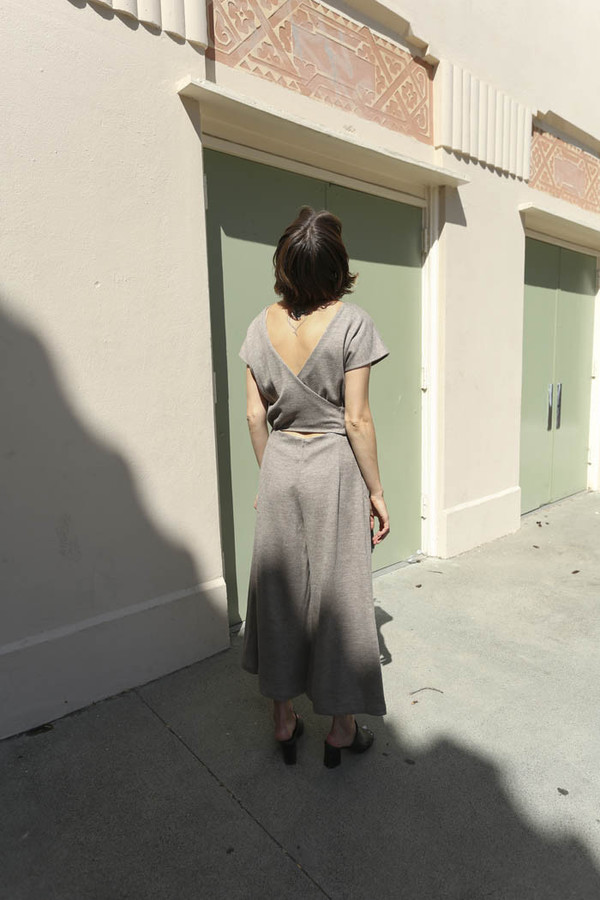 No.6 Winona Wrap Back Jumpsuit in Oatmeal Double Knit No.6 Winona Wrap Back Jumpsuit in Oatmeal Double Knit