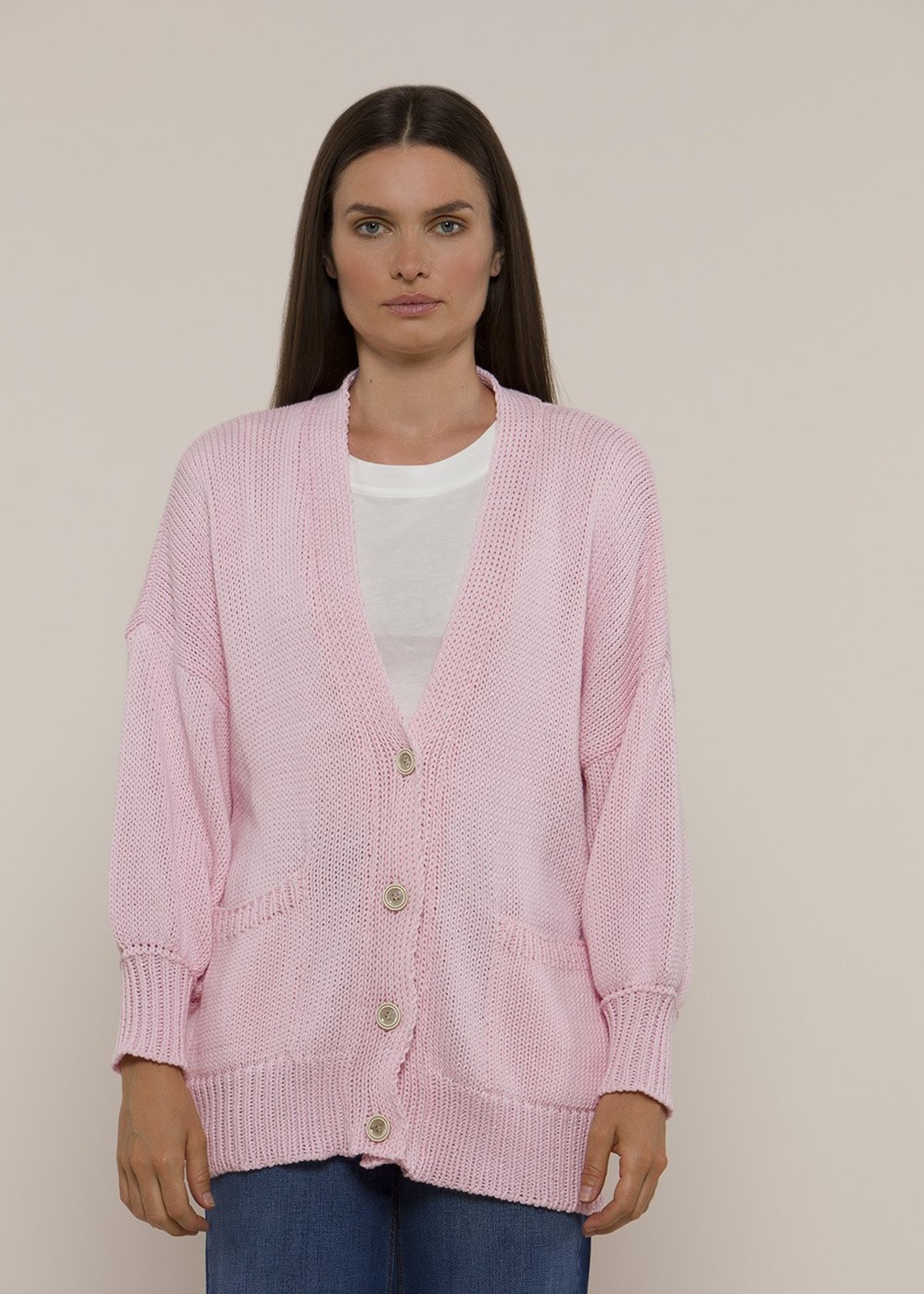 baby pink knitwear