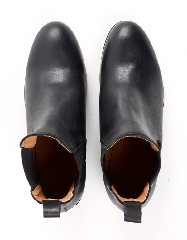 Selected Femme London Leather Boot Black Selected Femme London Leather Boot Black