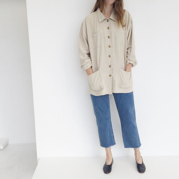 Johan Vintage Beige Linen Blend Work Jacket Johan Vintage Beige Linen Blend Work Jacket