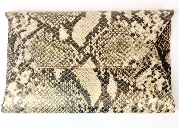 Oliveve cleo envelope clutch in gold cobra cow leather Oliveve cleo envelope clutch in gold cobra cow leather