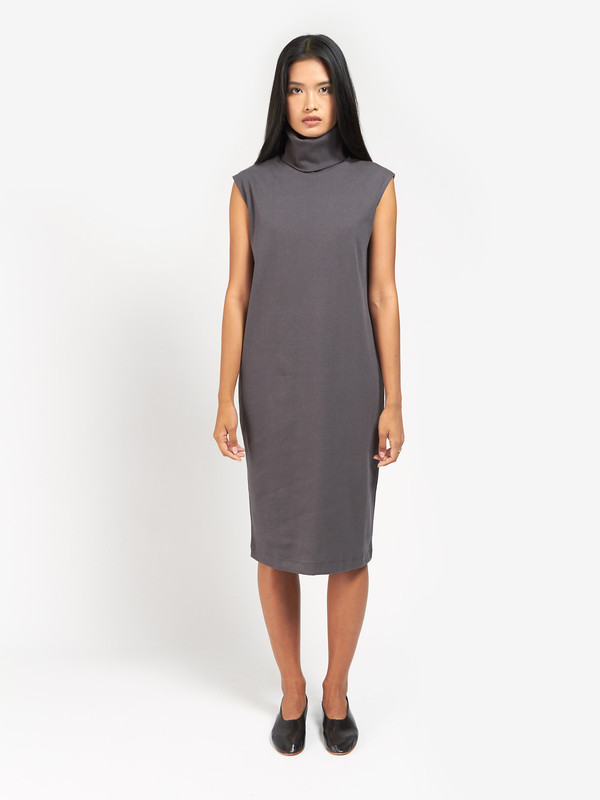 Kowtow Rib Roll Neck Dress Charcoal Kowtow Rib Roll Neck Dress Charcoal