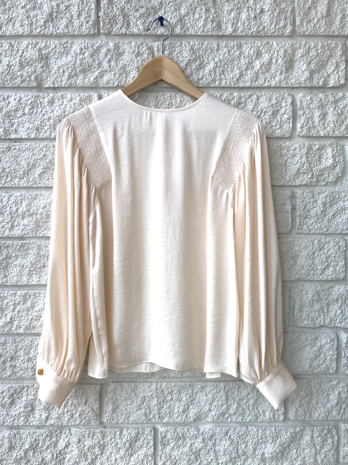Vince Smocked Long Sleeve Blouse 