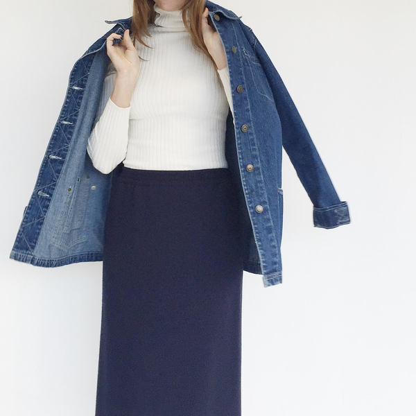 Johan Vintage Navy Wool Pencil Skirt Johan Vintage Navy Wool Pencil Skirt