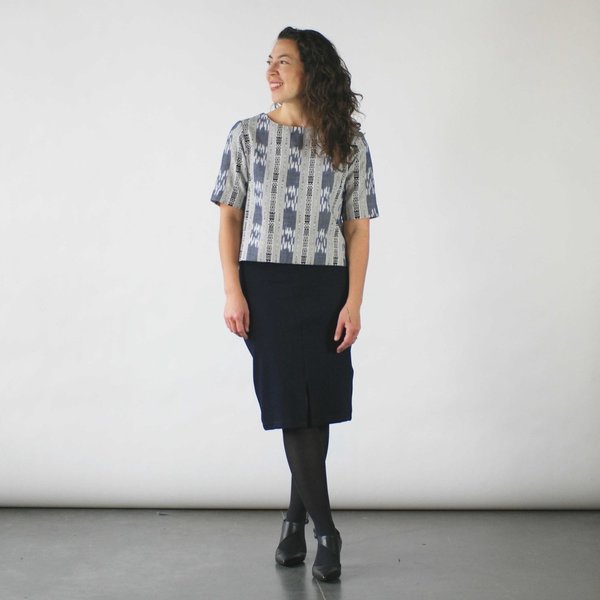 Jennifer Glasgow Makulis Top in Navy Ikat Jennifer Glasgow Makulis Top in Navy Ikat