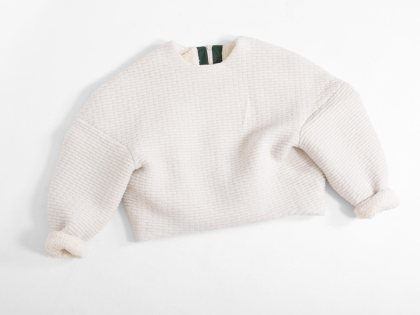 Berenik Quilted Fleece Sweater - White Berenik Quilted Fleece Sweater - White