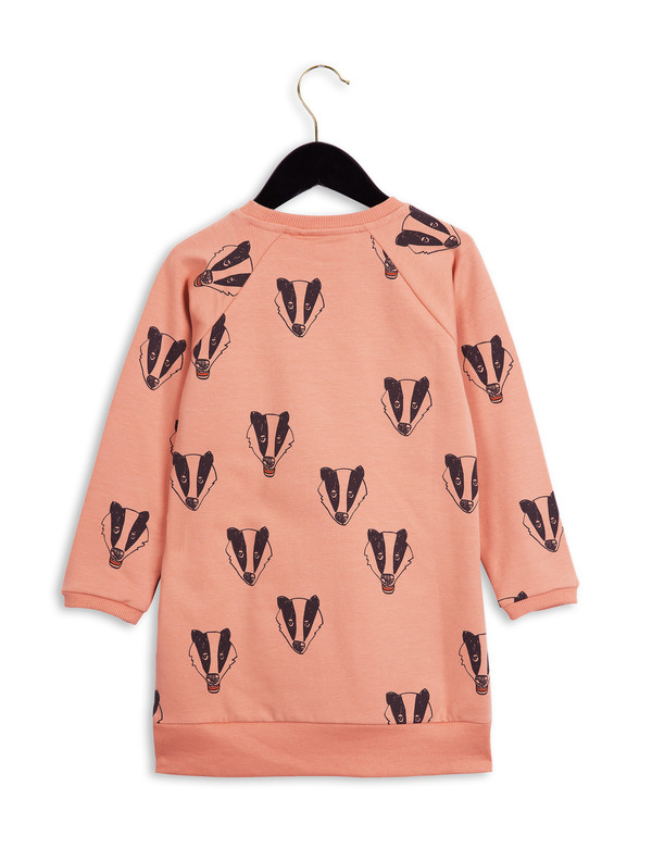 Kid's Mini Rodini BADGER SWEATSHIRT DRESS - PINK Kid's Mini Rodini BADGER SWEATSHIRT DRESS - PINK