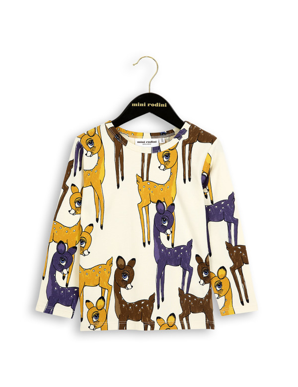 Kid's Mini Rodini ROE DEER LONG SLEEVE T-SHIRT - BROWN Kid's Mini Rodini ROE DEER LONG SLEEVE T-SHIRT - BROWN