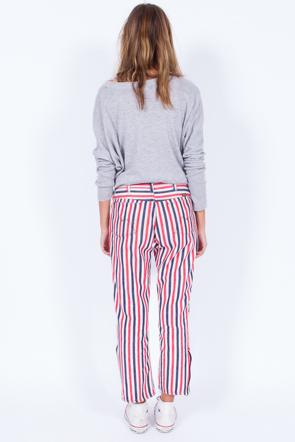 Striped Red White and Blue Denim Pants (Small) Striped Red White and Blue Denim Pants (Small)