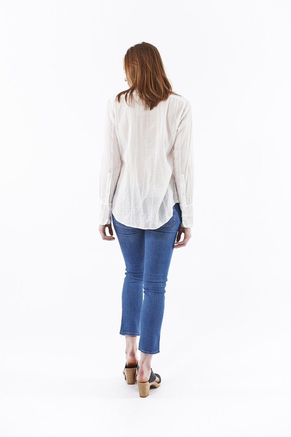 Nili Lotan Embroidered Stripe Shirt in White Nili Lotan Embroidered Stripe Shirt in White